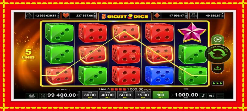 Slot machine 5 Glossy Dice with access to free game online, picture 4