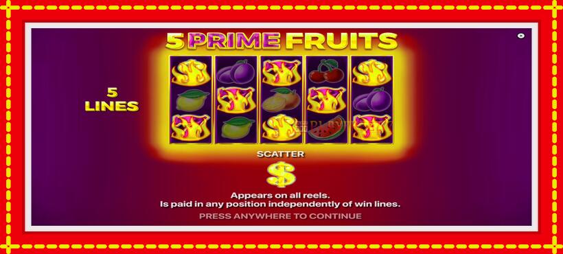 Slot machine 5 Prime Fruits with access to free game online, picture 1