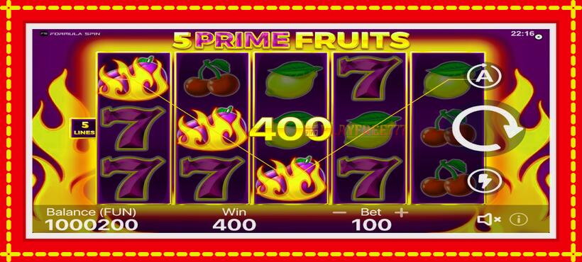 Slot machine 5 Prime Fruits with access to free game online, picture 3