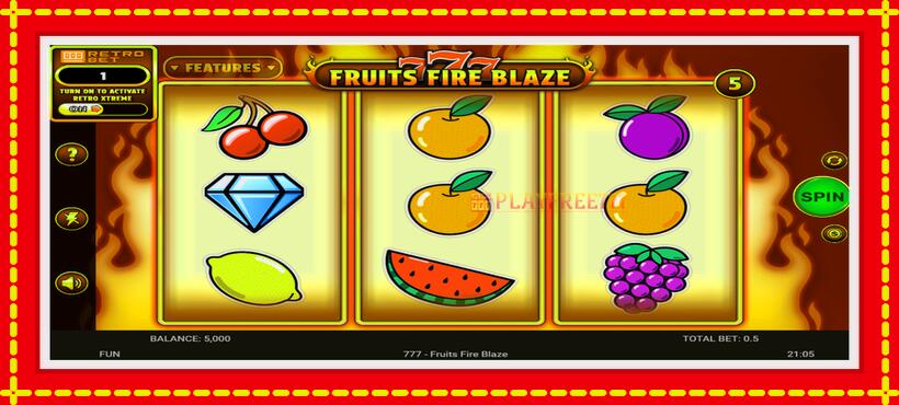 Slot machine 777 - Fruits Fire Blaze with access to free game online, picture 2