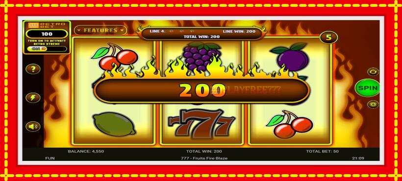 Slot machine 777 - Fruits Fire Blaze with access to free game online, picture 3