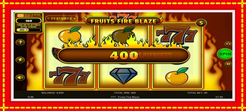 Slot machine 777 - Fruits Fire Blaze with access to free game online, picture 4