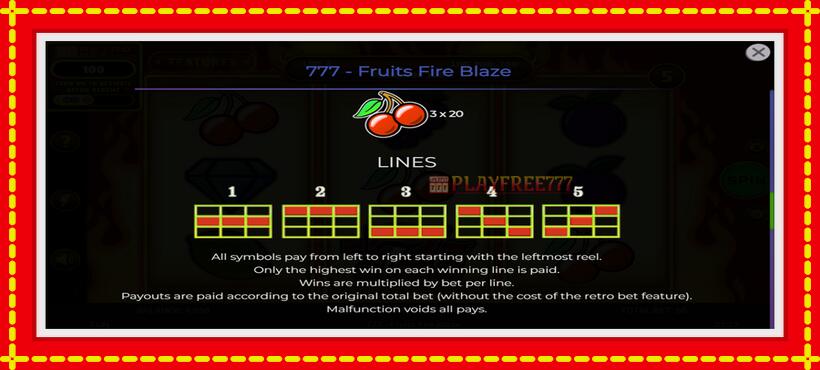 Slot machine 777 - Fruits Fire Blaze with access to free game online, picture 7