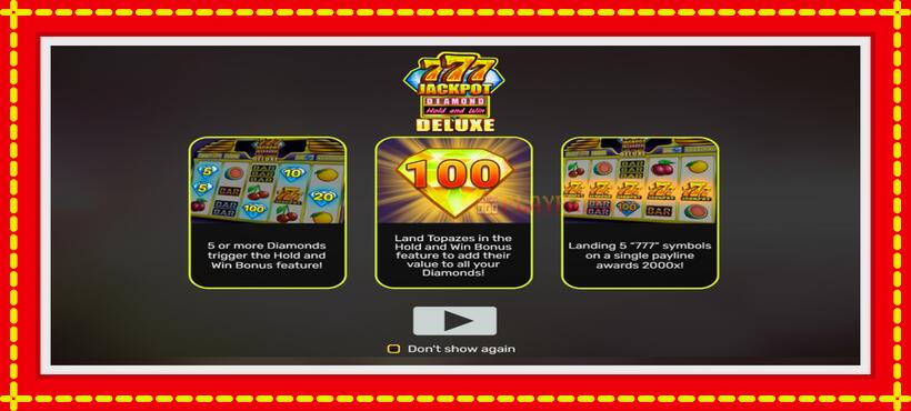 Slot machine 777 Jackpot Diamond Hold and Win Deluxe with access to free game online, picture 1