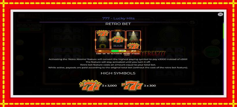 Slot machine 777 Lucky Hits with access to free game online, picture 5