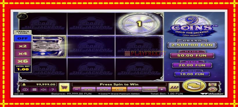 Slot machine 9 Coins Grand Platinum Edition Score The Jackpot with access to free game online, picture 2