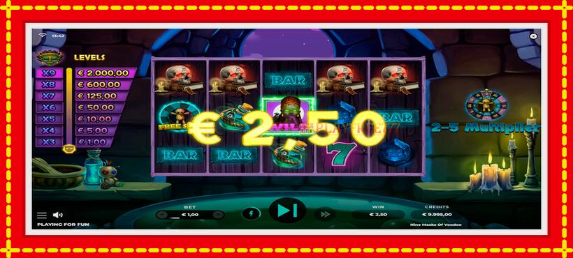 Slot machine 9 Masks of Voodoo with access to free game online, picture 2