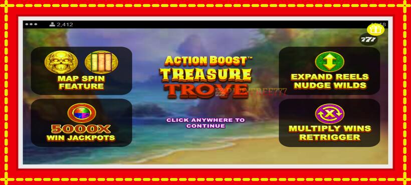 Slot machine Action Boost Treasure Trove with access to free game online, picture 1