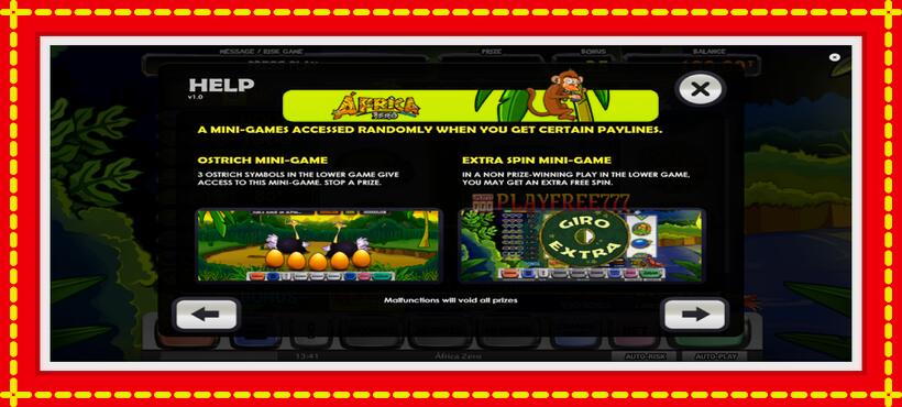 Slot machine Africa Zero with access to free game online, picture 6