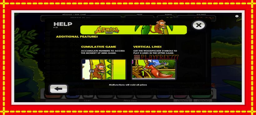 Slot machine Africa Zero with access to free game online, picture 7