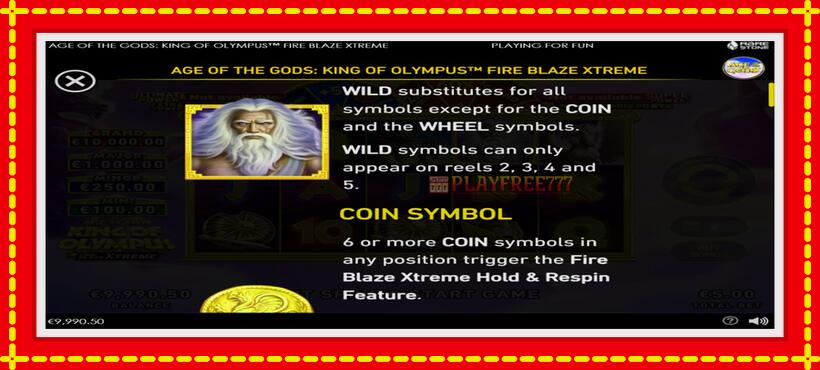 Slot machine Age of the Gods: King of Olympus Fire Blaze Xtreme with access to free game online, picture 4