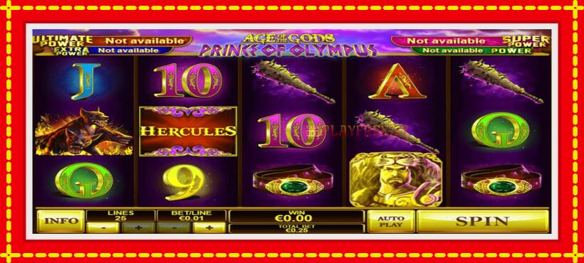 Slot machine Age of the Gods Prince of Olympus with access to free game online, picture 1