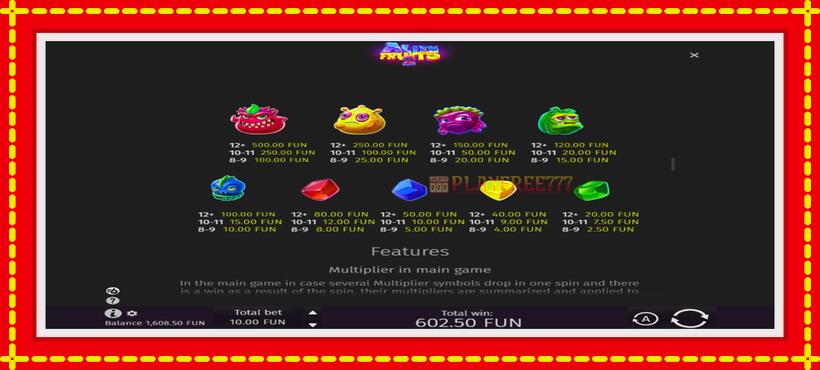 Slot machine Alien Fruits 2 with access to free game online, picture 6