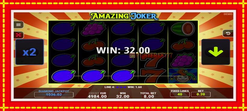 Slot machine Amazing Joker with access to free game online, picture 2