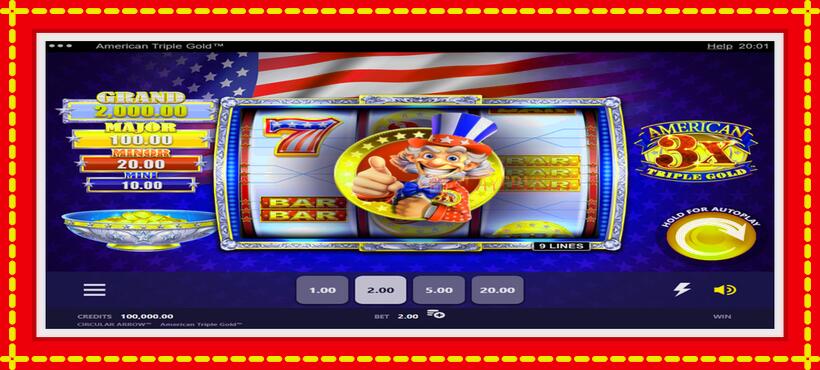 Slot machine American Triple Gold with access to free game online, picture 1