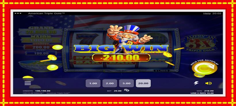 Slot machine American Triple Gold with access to free game online, picture 2