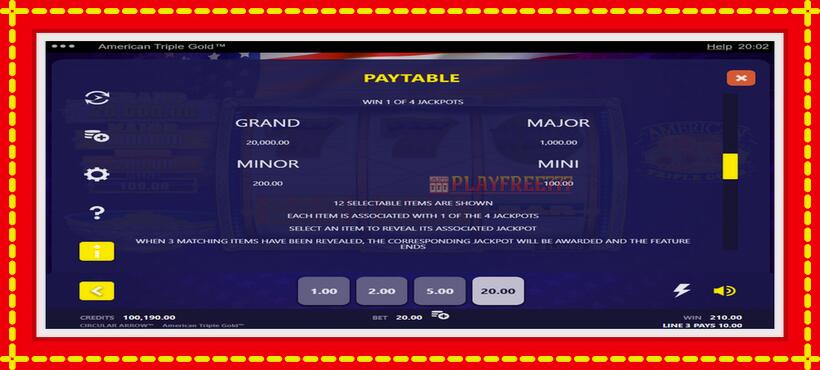 Slot machine American Triple Gold with access to free game online, picture 3