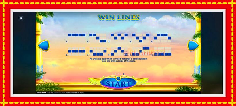 Slot machine Ancient Script with access to free game online, picture 3