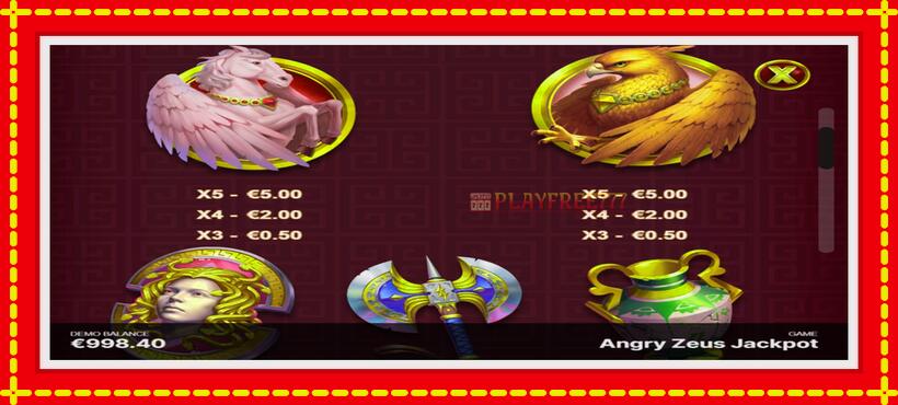 Slot machine Angry Zeus Jackpot with access to free game online, picture 5