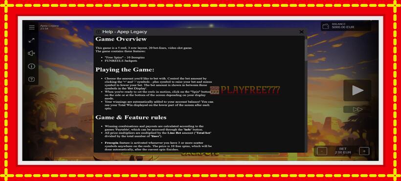 Slot machine Apep Legacy with access to free game online, picture 7