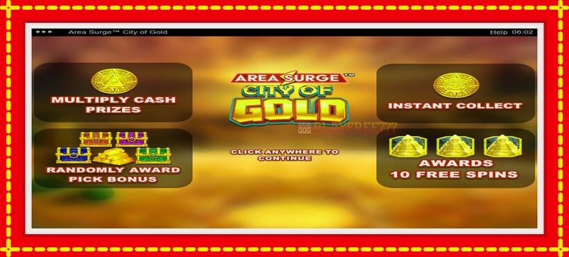 Slot machine Area Surge City of Gold with access to free game online, picture 1