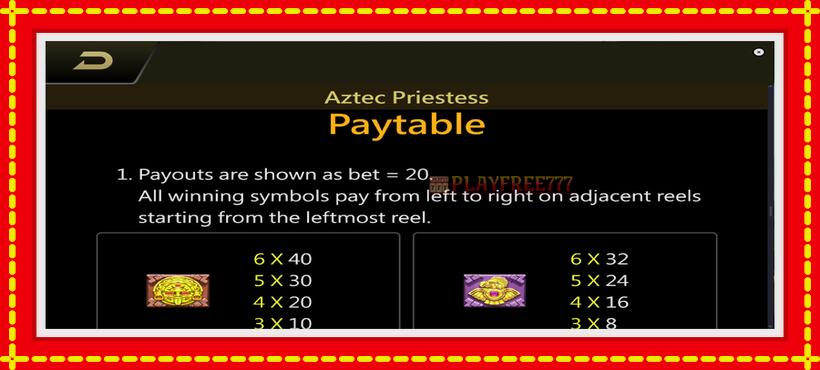 Slot machine Aztec Priestess with access to free game online, picture 7