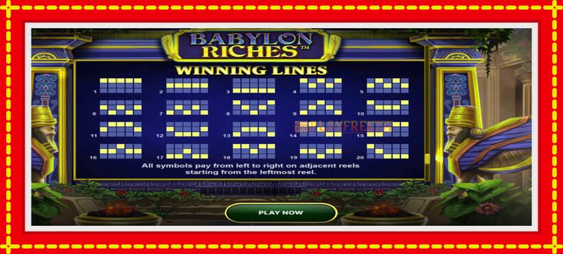 Slot machine Babylon Riches with access to free game online, picture 5