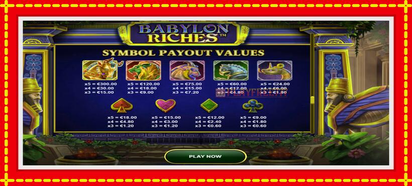 Slot machine Babylon Riches with access to free game online, picture 6