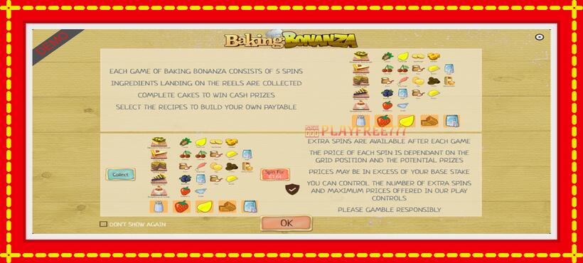 Slot machine Baking Bonanza with access to free game online, picture 1