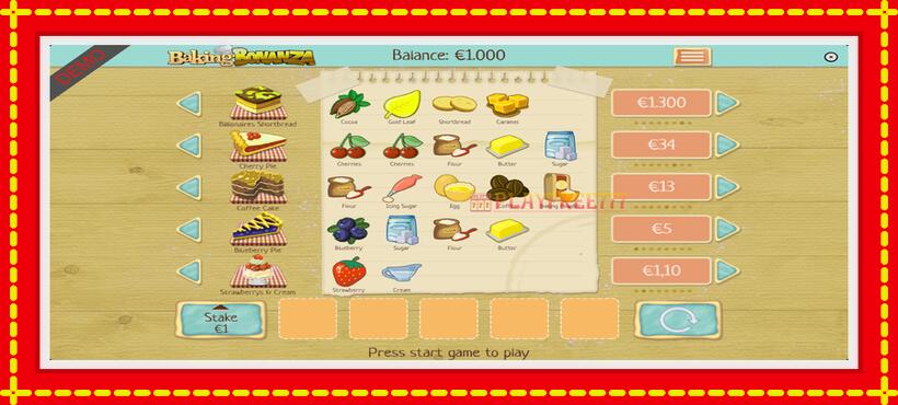 Slot machine Baking Bonanza with access to free game online, picture 2