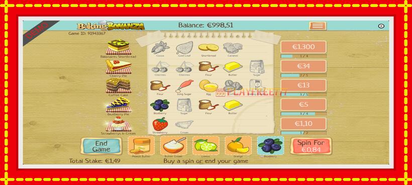 Slot machine Baking Bonanza with access to free game online, picture 3