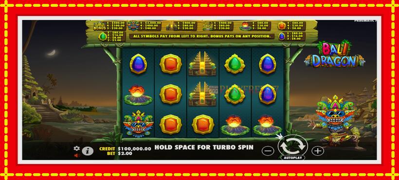 Slot machine Bali Dragon with access to free game online, picture 1