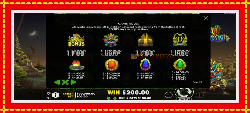 Slot machine Bali Dragon with access to free game online, picture 5