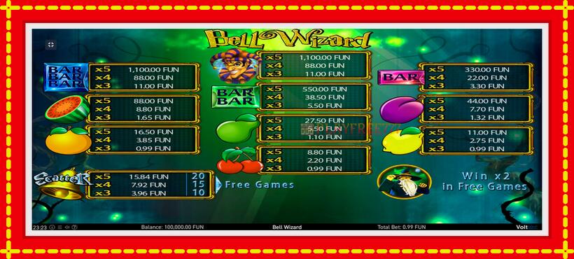 Slot machine Bell Wizard with access to free game online, picture 2