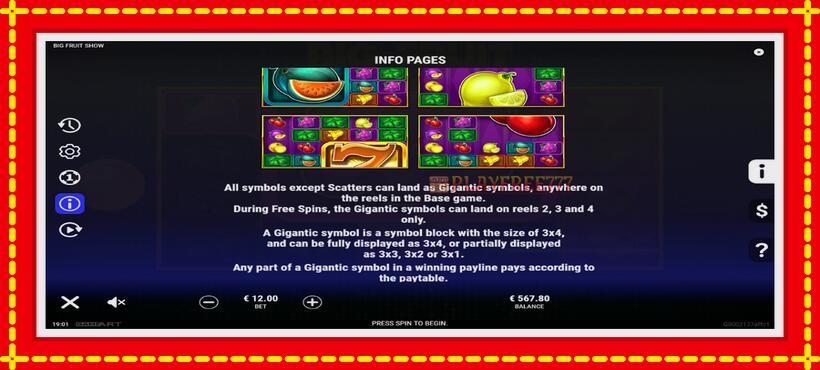 Slot machine Big Fruit Show with access to free game online, picture 5