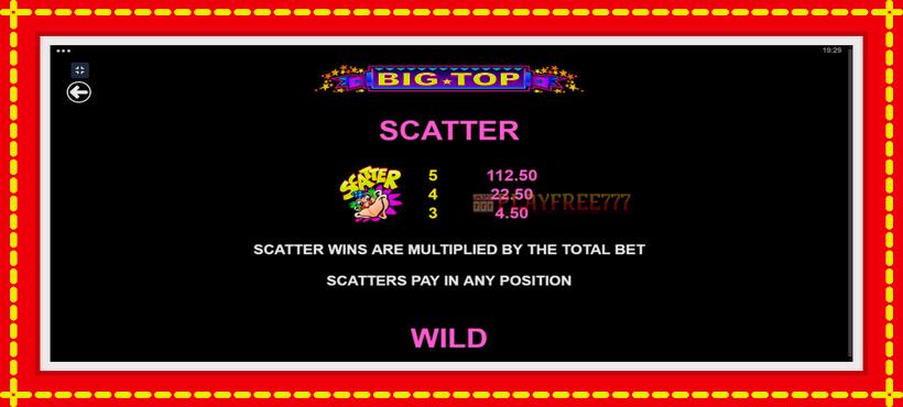 Slot machine Big Top with access to free game online, picture 7