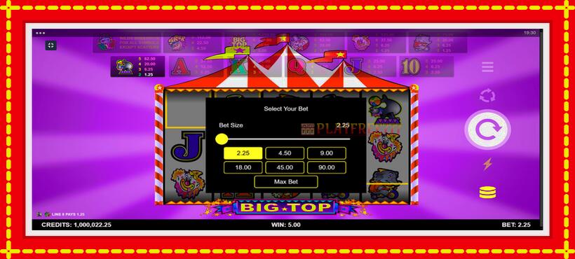 Slot machine Big Top with access to free game online, picture 10