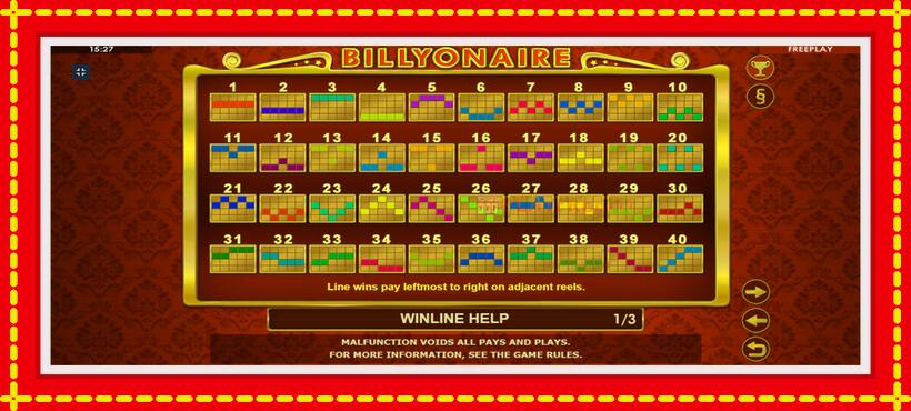 Slot machine Billyonaire with access to free game online, picture 5