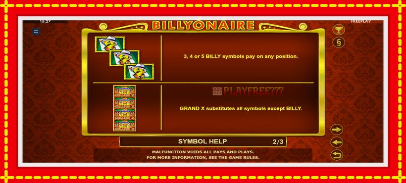 Slot machine Billyonaire with access to free game online, picture 6