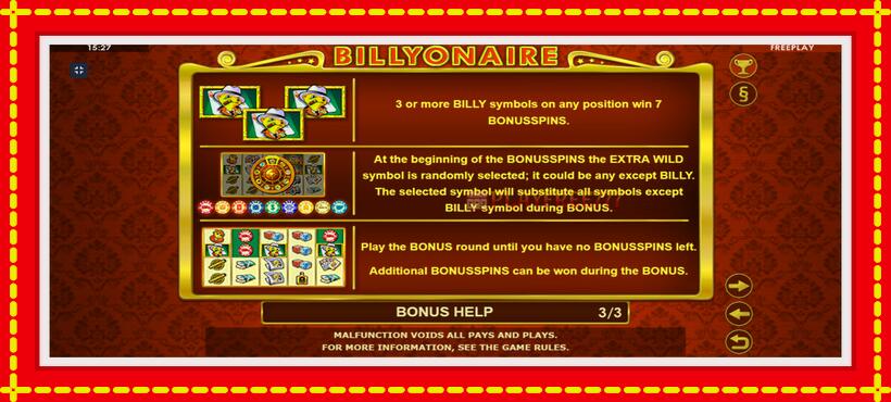 Slot machine Billyonaire with access to free game online, picture 7