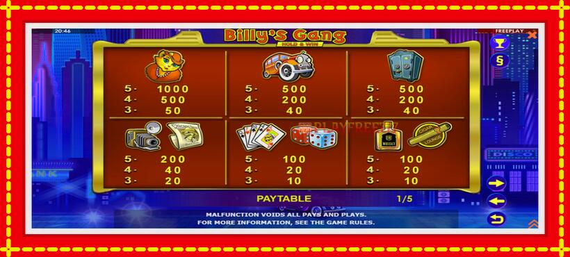 Slot machine Billys Gang with access to free game online, picture 5