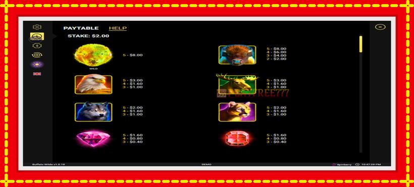 Slot machine Buffalo Wilds with access to free game online, picture 5