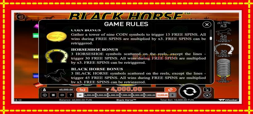 Slot machine Black Horse with access to free game online, picture 3