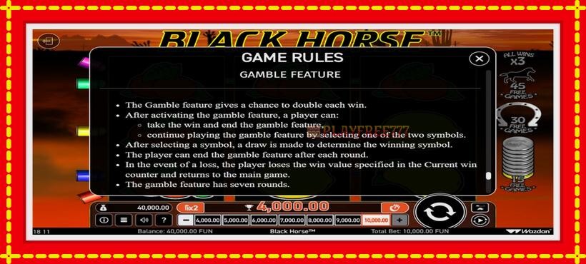 Slot machine Black Horse with access to free game online, picture 5