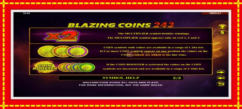 Slot machine Blazing Coins 243 with access to free game online, picture 6