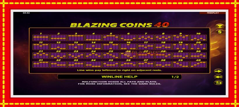 Slot machine Blazing Coins 40 with access to free game online, picture 5