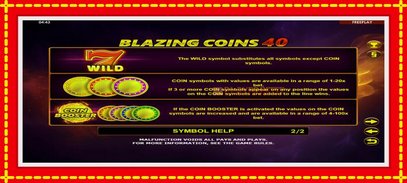 Slot machine Blazing Coins 40 with access to free game online, picture 6