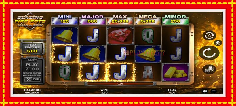 Slot machine Blazing Fire Pots Hold & Spin with access to free game online, picture 3