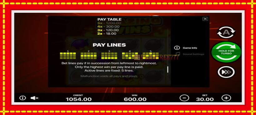 Slot machine Blazing Wins with access to free game online, picture 7