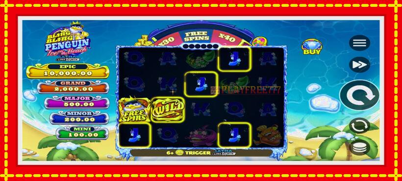 Slot machine Bling Bling Penguin: Ice On The Beach with access to free game online, picture 2